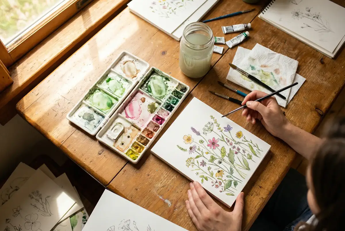 水彩课堂教学场景 - 小宝探花